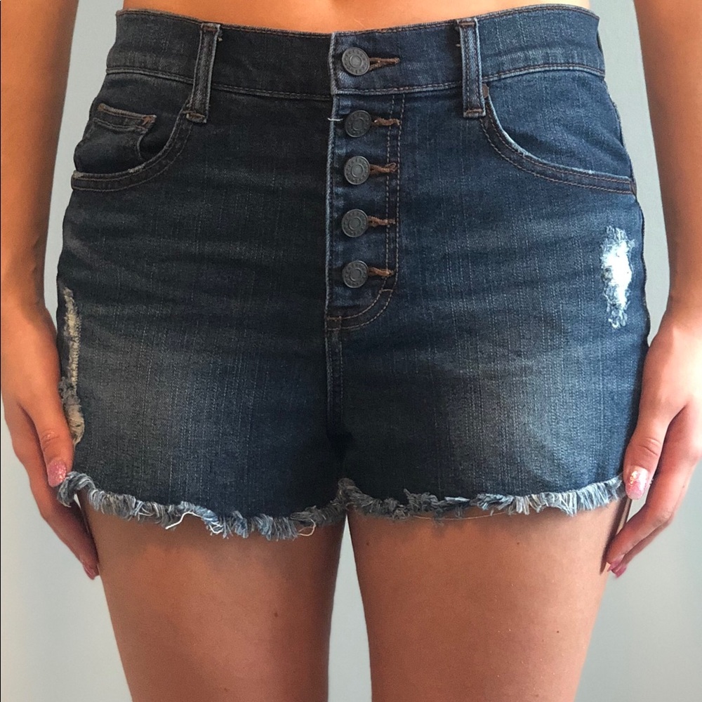 High waisted button up shorts